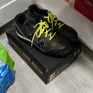 Cleats - black, gray, white, yellow laces